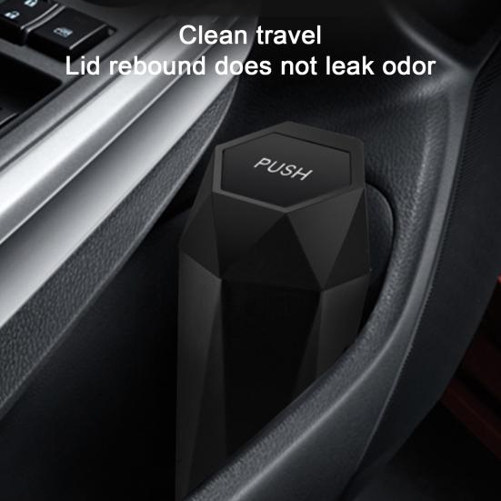 Car Trash Can with Lid Leakproof Car Dustbin Diamond Shape Waterproof Garbage Bin Mini Trashcan Car Vehicle Waste