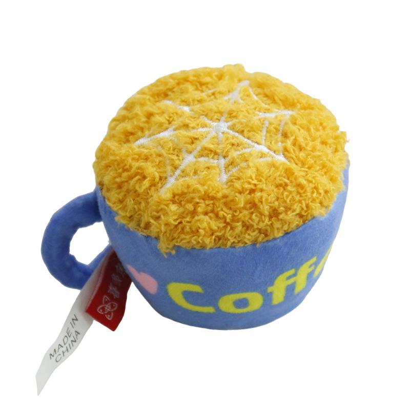 

1pc Catnip Cat Self Entertainment Toy Coffee Cup Plush Doll Kitten Teeth Grinding Bite Resistant Boredom Relief Pet Play Toy 9x7x6cm синій