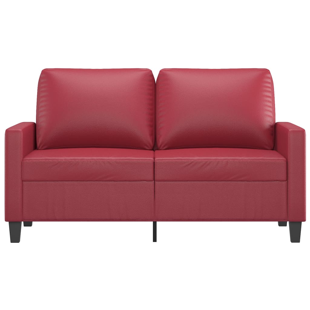 2 Seater Sofa Burgundy Red 120 cm Faux Leather