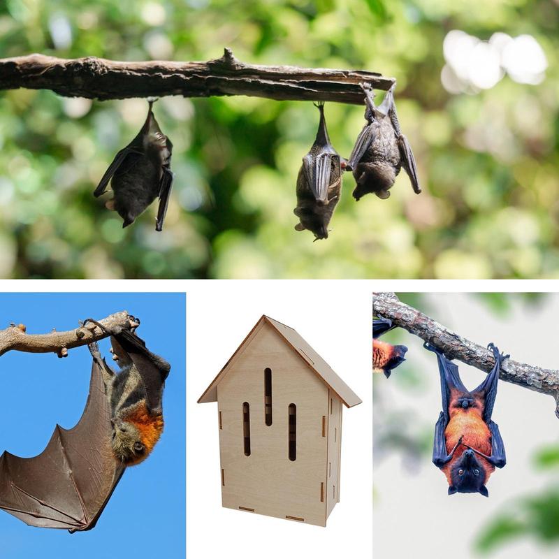 Wooden Bats House Bats Box Sturdy Quick Installation Weatherproof Decor Lightweight Wall Mounted for Park Backyard Garden