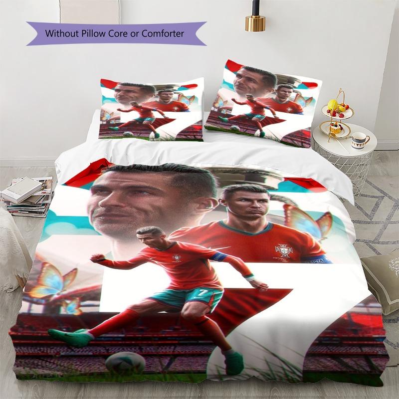 Soccer Star Player Portugal Team Collage Print 3‑Pieces Duvet Cover Set Sport Fan Bedding Bedroom Home Decor Without Pillow Core Comforter