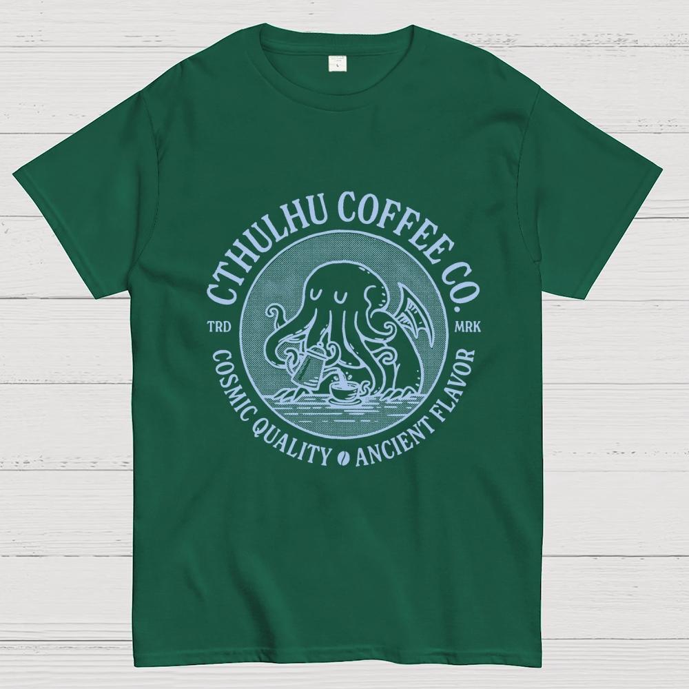 Cthulhu Coffee Co Unisex 100% Cotton Summer Casual Cool Loose T-Shirt