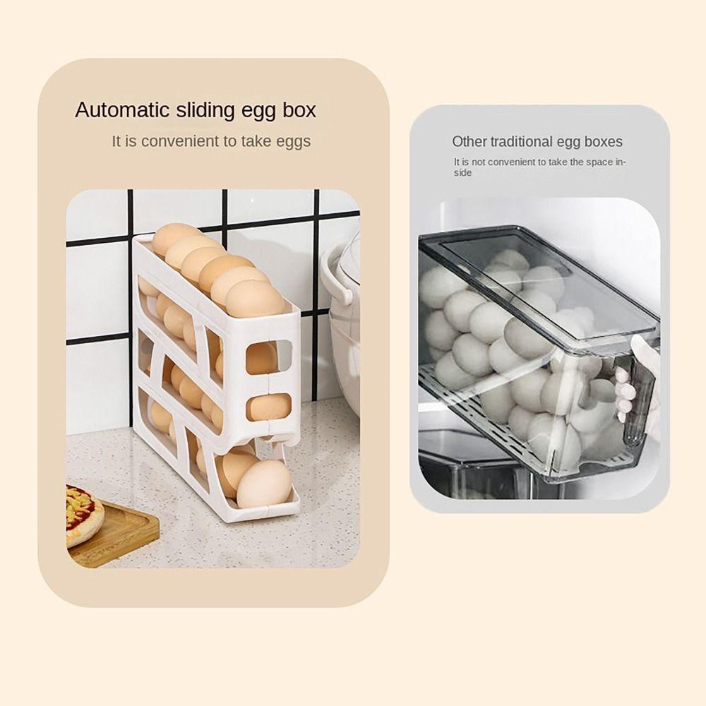 Slide-type Automatic Scrolling Egg Rack 4 Tier Egg Dispenser  Kitchen Dedicated