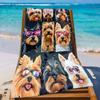 Benutzerdefiniertes Yorkshire Terrier Strandtuch Hund mit Sonnenbrillen-Print Mikrofaser Sandfrei Schnelltrocknend Weich Reise Geschenk