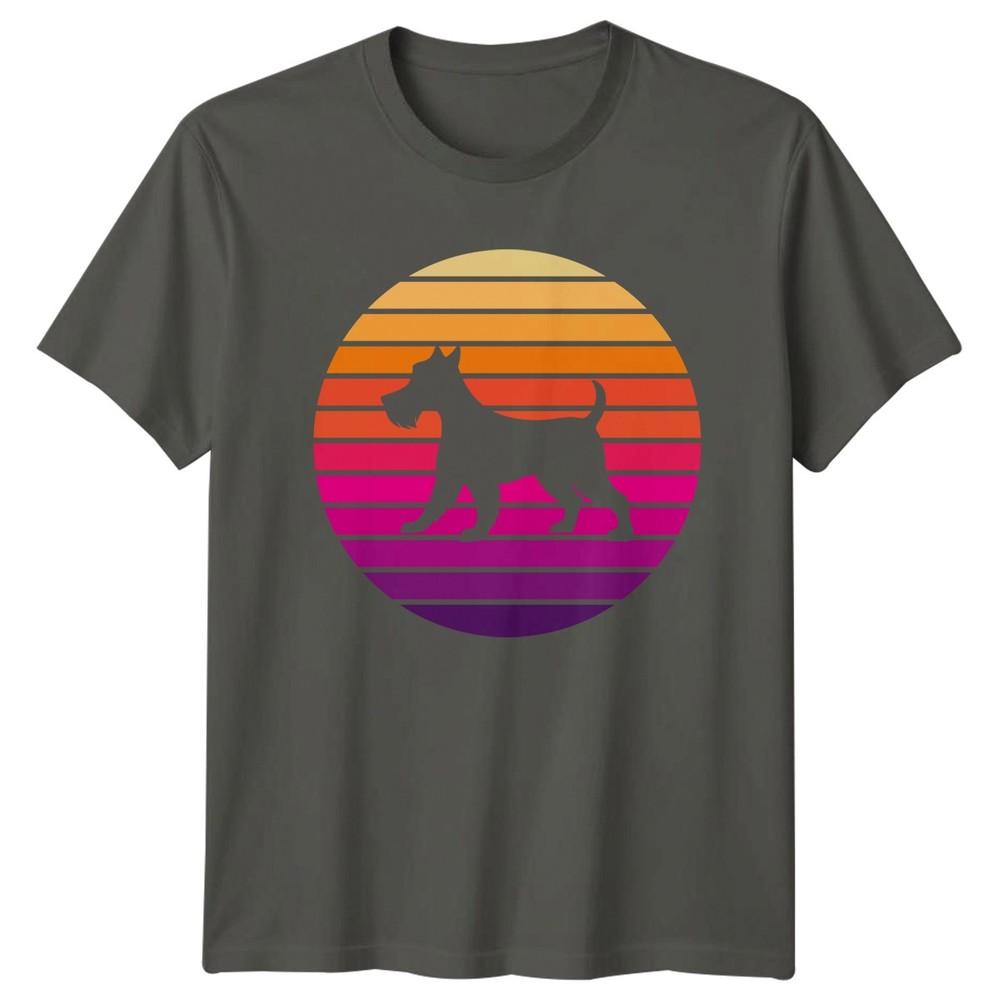 Retro Sunset Schnauzer Dog Lover TShirt Terrier Breed Birthday S