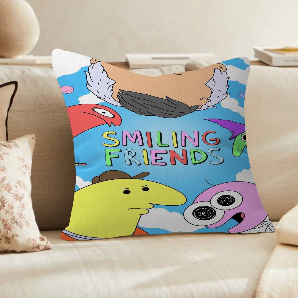 anime Smiling Friends Maple Design Cushion Cover Happy Autumn Harvest decor Holiday Decorati Pillow Cover