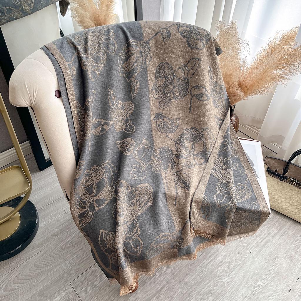 Vielseitiger Mori Kontrastfarben, Frühling und Herbst Doppelseitiger Imitationskaschmirschal, Hochwertiges Warmes Tuch Damen