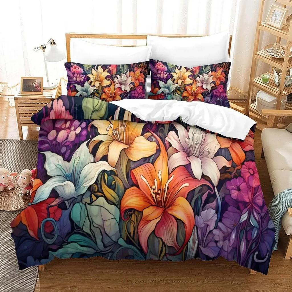 Peony Floral Duvet Cover Luxury Flower Leaves Bedding Set Garden Spring Blossom Comforter Cover Microfiber Botanical Quilt Cover