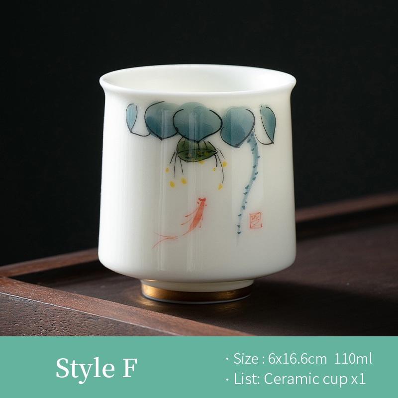 110ml Lamb Fat Jade Ceramic Tea Cup Hand Painted White Porcelain Kung Fu Tea Set