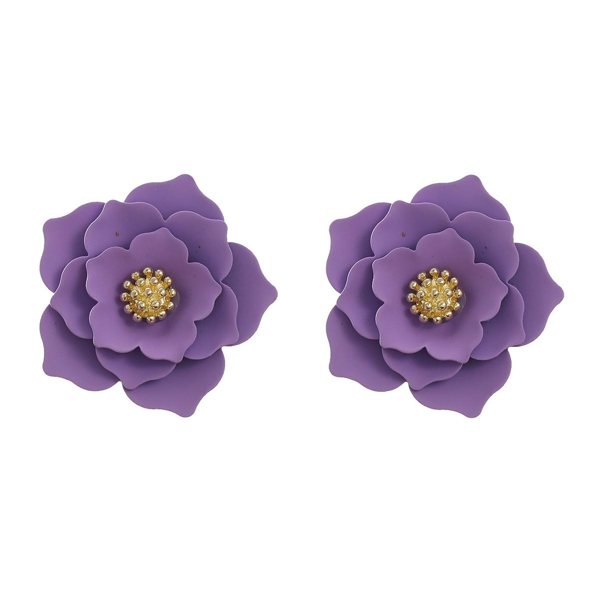 Pinkdudu цинковый сплав с распылением окрашенные цветочные серьги-гвоздики элегантные серьги для женщин PD2157 one size фиолетовый