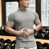 Men’s Autumn Winter Velvet Fitness Sports T-shirt Casual Short Sleeve High Collar Running Top