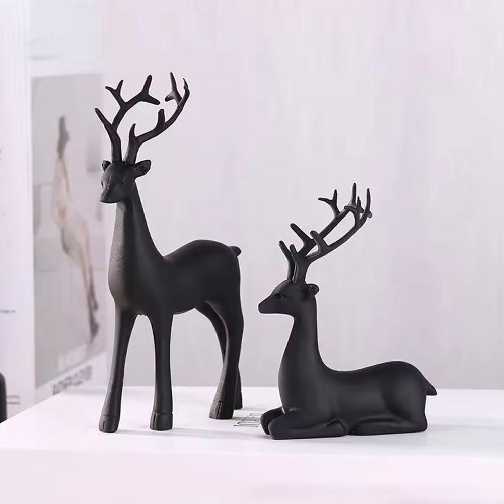 2 Pcs, Room Decor Mother Deer Cute Kids Room Decor Sculptures Kawaii Sculptures Christmas Home Decoration Fawn Figurines