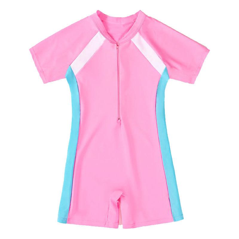 Unisex Kids' Quick-Dry Sun Protection One-Piece Swimsuit for Training & Sports