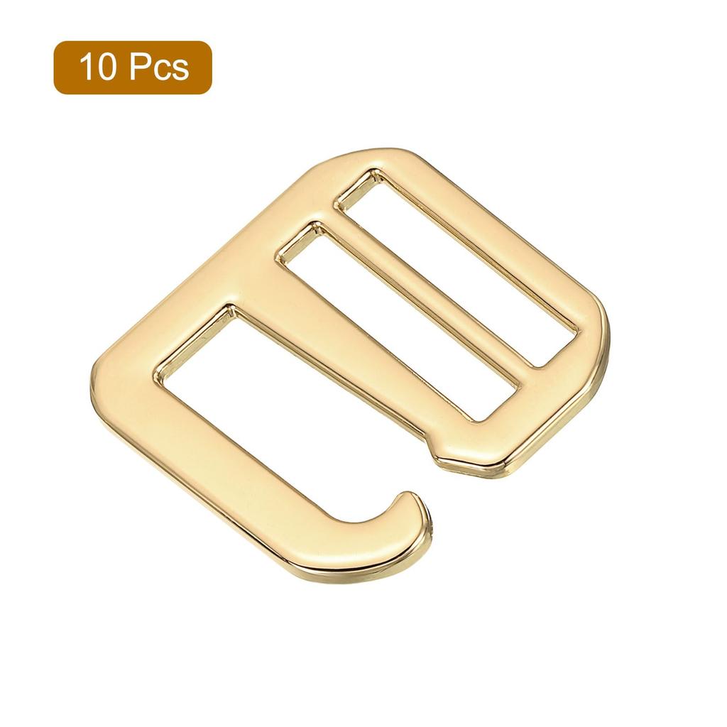 10pcs Metal G Hook Webbing Buckles for Backpack Strap Webbing Adjustable Flat Slide Buckles Light Gold [uxcell] 32mm/1.26" Tri-Glide