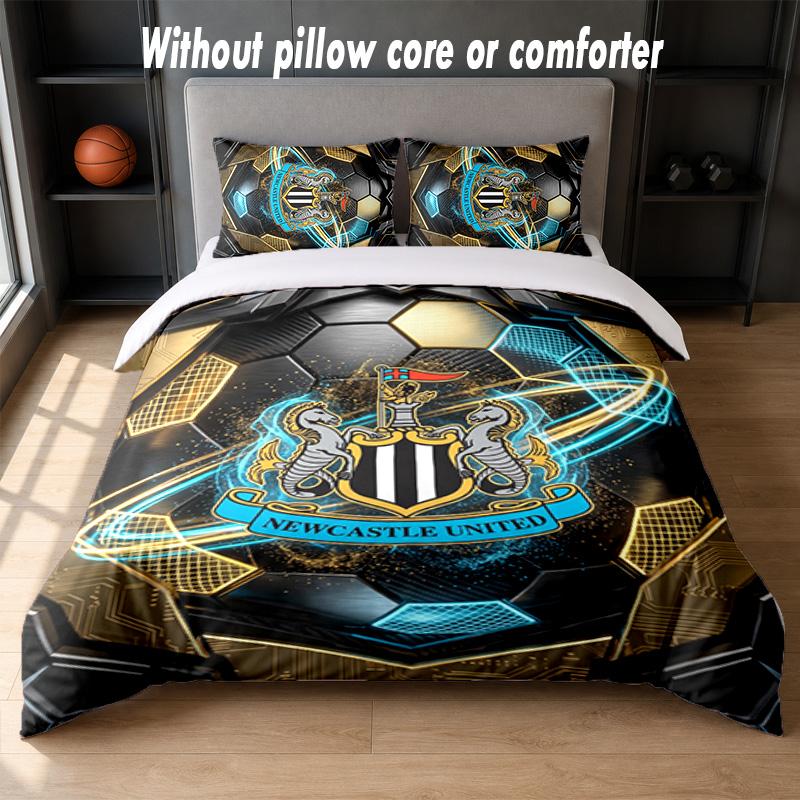 Newcastle United Football Design Bed Bedding Set 1 Duvet Cover + 2 Pillowcases Soft Breathable Household Bed Linens