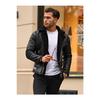 Men's Tan Color Napa Leather Cross Model Coat