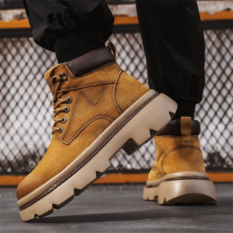 Autumn and Winter New Men's Martin Boots Thick-soled Heightening Round Head Outdoor Sports Tooling High-top Fashion Casual Men's Shoes
