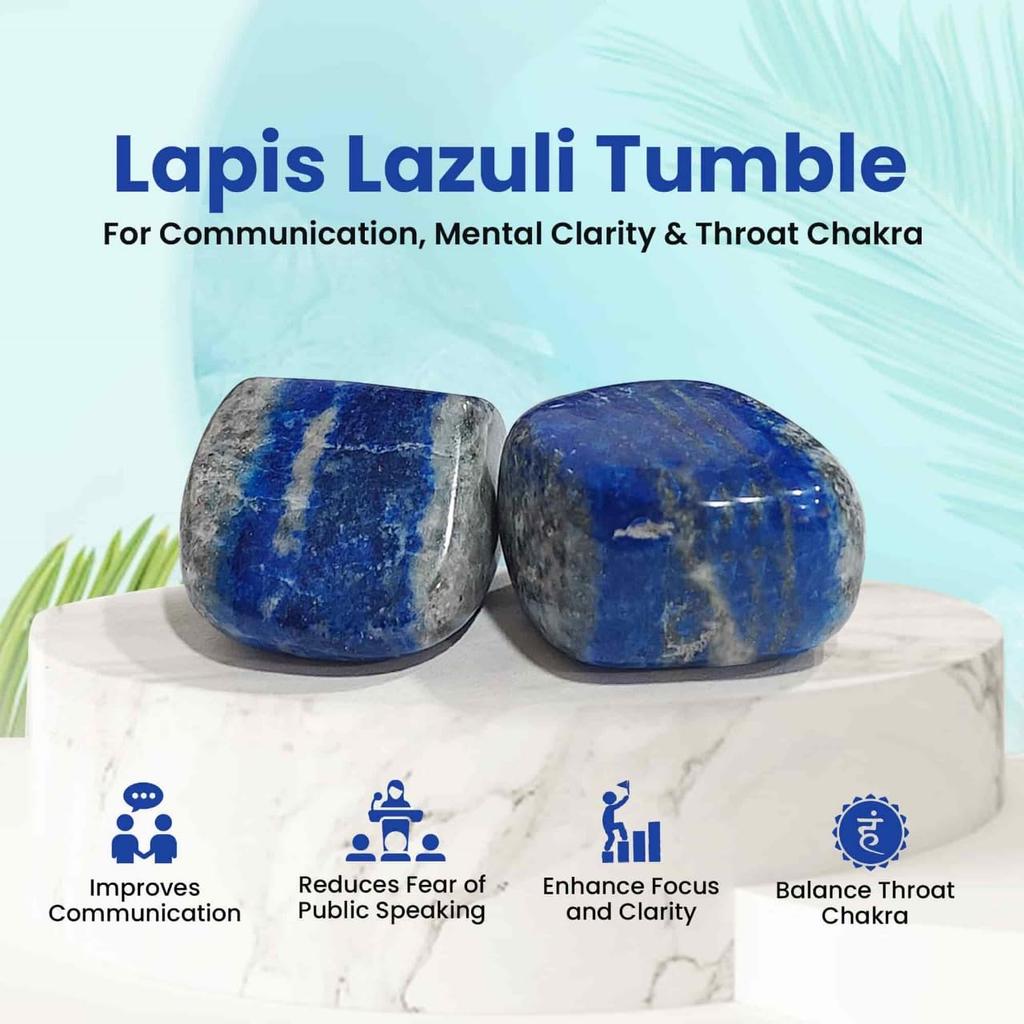 Original Lapis Lazuli Tumble - Blue Stone Crystal Tumble for Communication, Wisdom, Boosting Confidence, Focus, Positivity, Reiki Healing and Bal