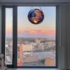 LOTIKOU 9.84'' American Flag Glass Window Hanging, Flag Stained Glass Window Panel, American Flag Glass Window Panel for Home Office Outdoor Decor