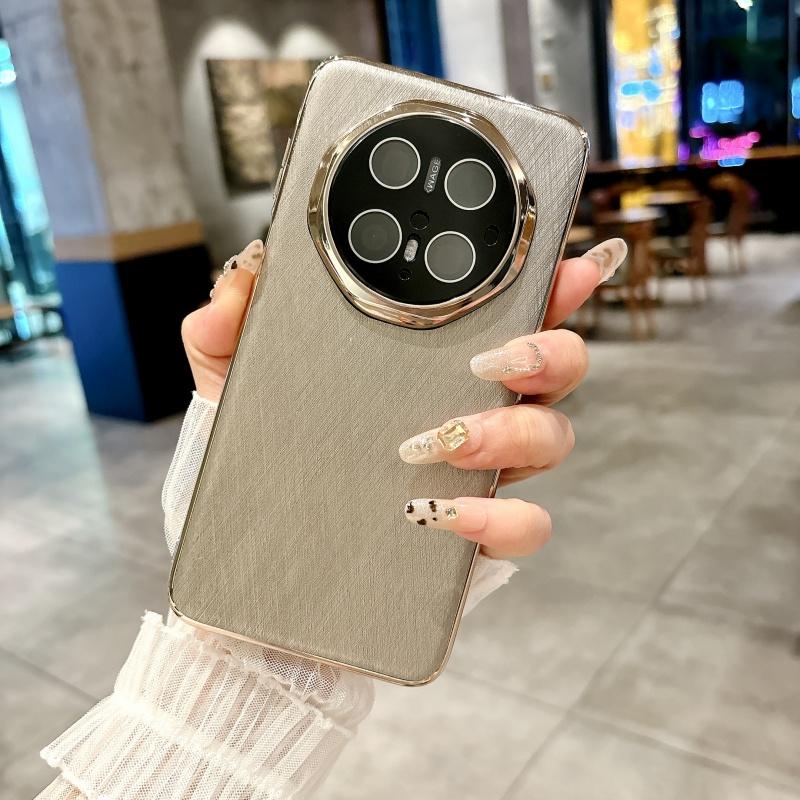 For Huawei Mate 70 Pro Plus Case PU Leather Luxury Gold Filigree Silver Brocade Phone Cover with Reinforced Camera Lens Guard