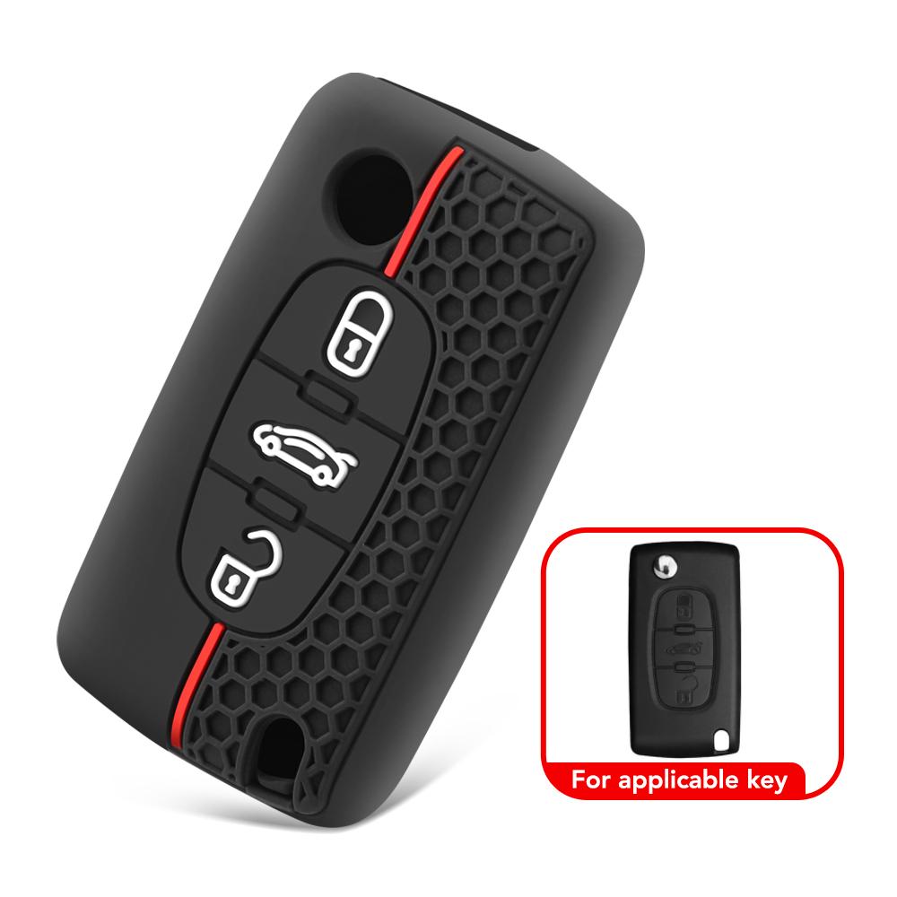 2 3-przyciskowy pokrowiec na kluczyk dla Citroena C-Crosser C3 C4 Picasso Berlingo Pokrowiec dla Peugeot Partner Tepee 207 307 308 407 Brelok