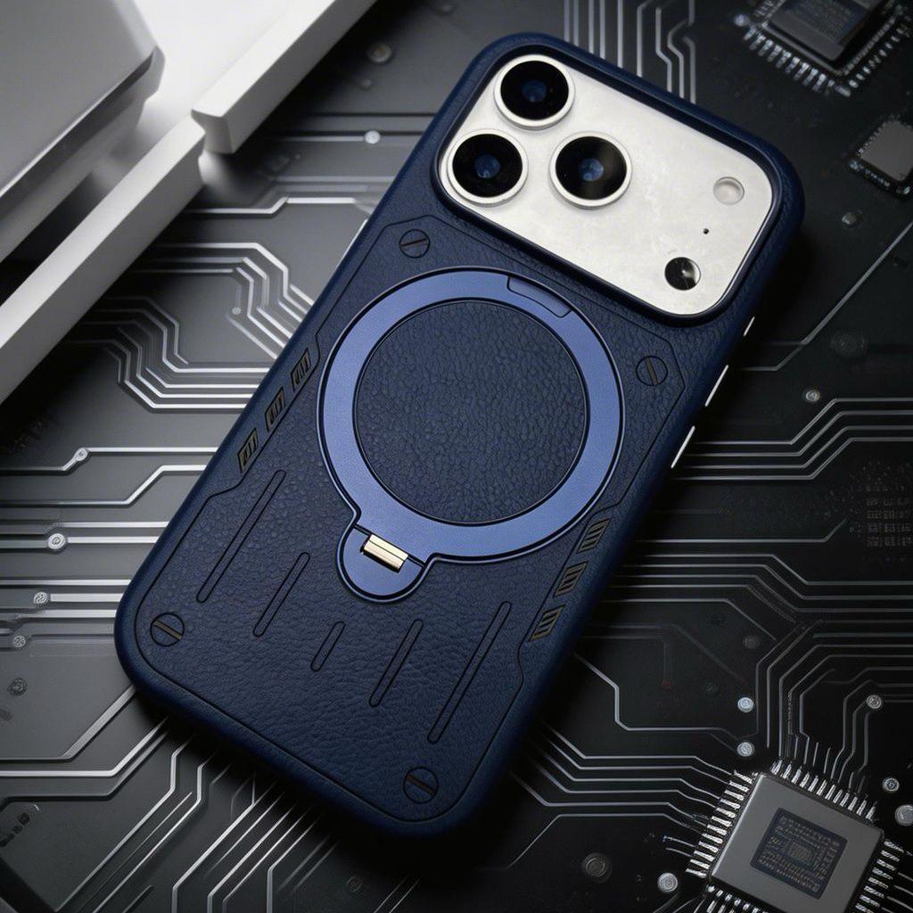

iPhone 17 Pro Max Magnetic Rotating Stand Case with Mecha Design and Frosted Skin-feel Protection iPhone 15 Pro
