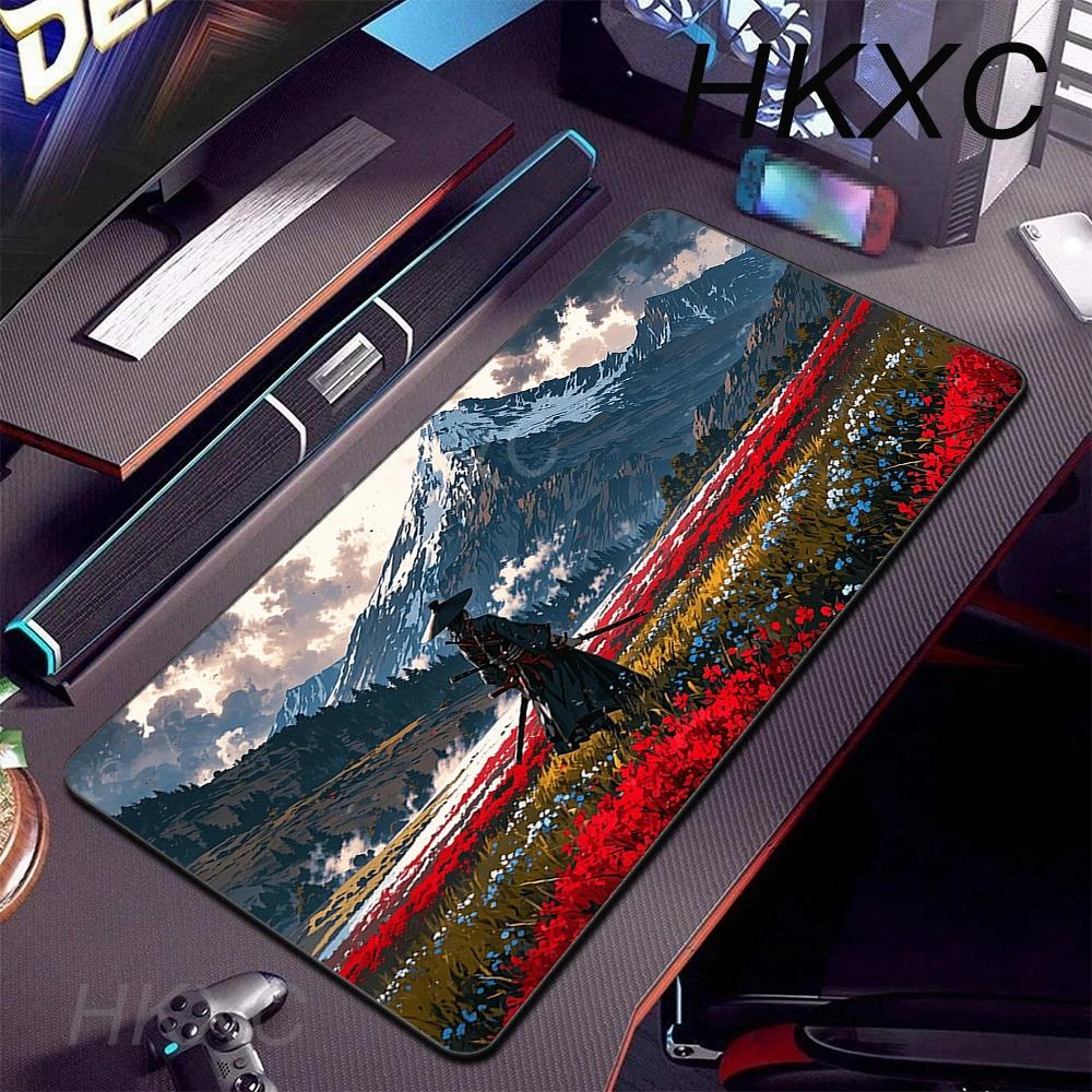 Game Mouse Pad Japanese Samurai Devil Mousepad Black Gamer Desk Mats Esports Mouse Pad Carpet Gaming Accessories Cool Table Mat