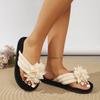 Damen Winter Flip-Flop Hausschuhe, Warme Plattform-Hausschuhe mit Fleece-Futter und 3D-Blume in Rosa, Rutschfest für Innen und Außen, Kaltwetter Hausschuhe