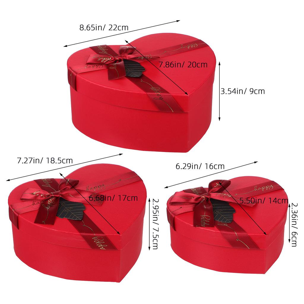 3Pcs Heart Shape Box Premium Decorative Gift Packaging Ideal for Chocolates Candies Small Keepsakes Valentine Birthday Wedding