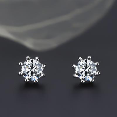 Orecchini Mini Polpo per Donna Rotondi Singolo Diamante Esplosione Orecchini per Capelli Corti Semplici Zirconi Sei Griffe