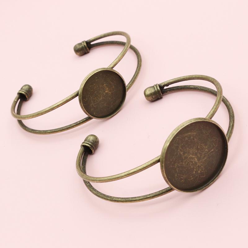 2 Stück 20mm 25mm Innenmaß DIY Armreif Armband Cabochons Leere Basis Fassung Schale Lünette DIY Schmuckherstellung Zubehör Zubehörteile