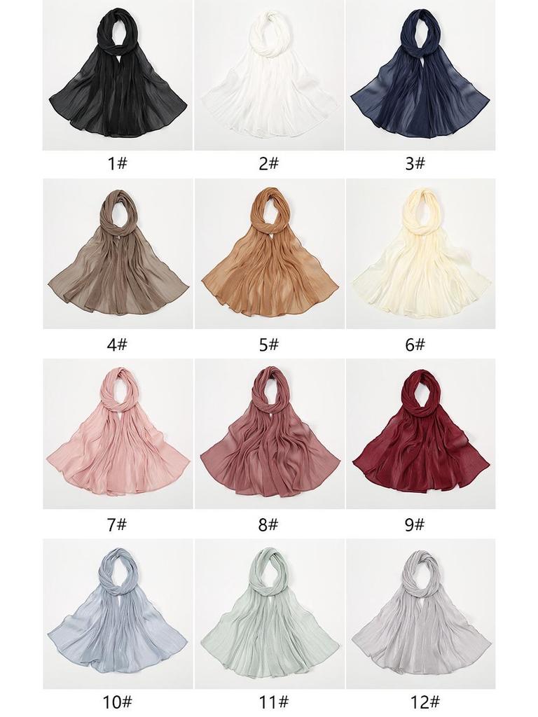 Women's Summer Bright Silk Satin Scarf - Lightweight, Wrinkle-Free, Solid Color Shawl & Headscarf