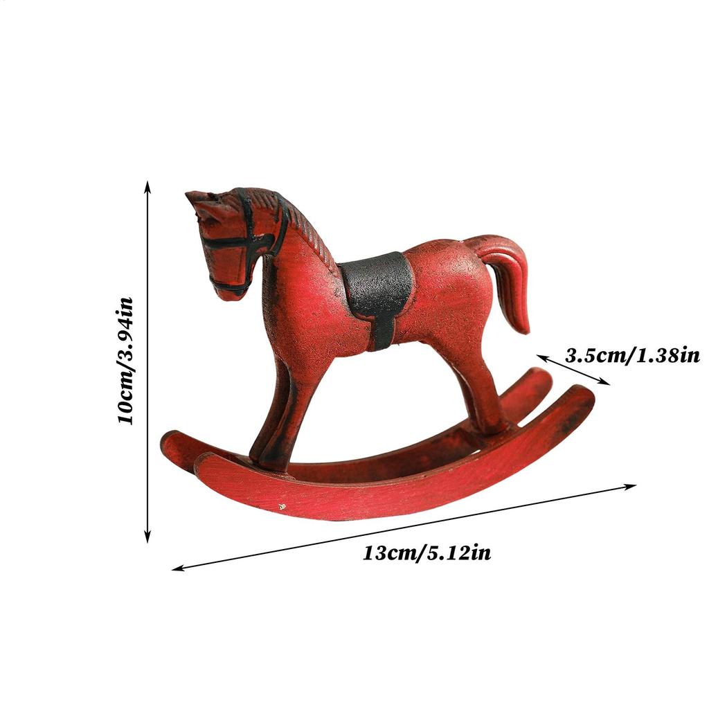 Horse Decor Vintage Wooden Funny Rocking Toys Rocking Horse Toy Desktop Ornament For Boys Girls Birthday Christmas Home Office