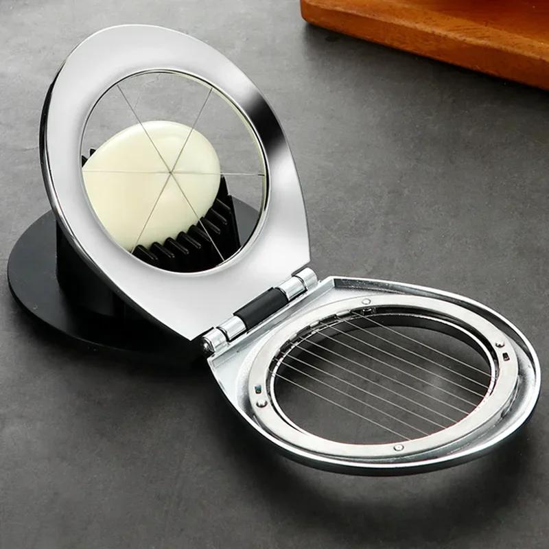 Egg Slicer 2 Modes High Hardness Rust-proof Uniform Thickness Ergonomic Handle 2 In 1 Egg Cutter Kitchen Gadget