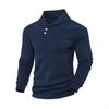 Men's new sports and leisure loose solid color lapel jacquard plaid men's sweater
