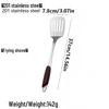 Large Stainless Steel Slotted Spoon & Wood Grain Handle Spatula Set for Commercial Wok & Frying Pan