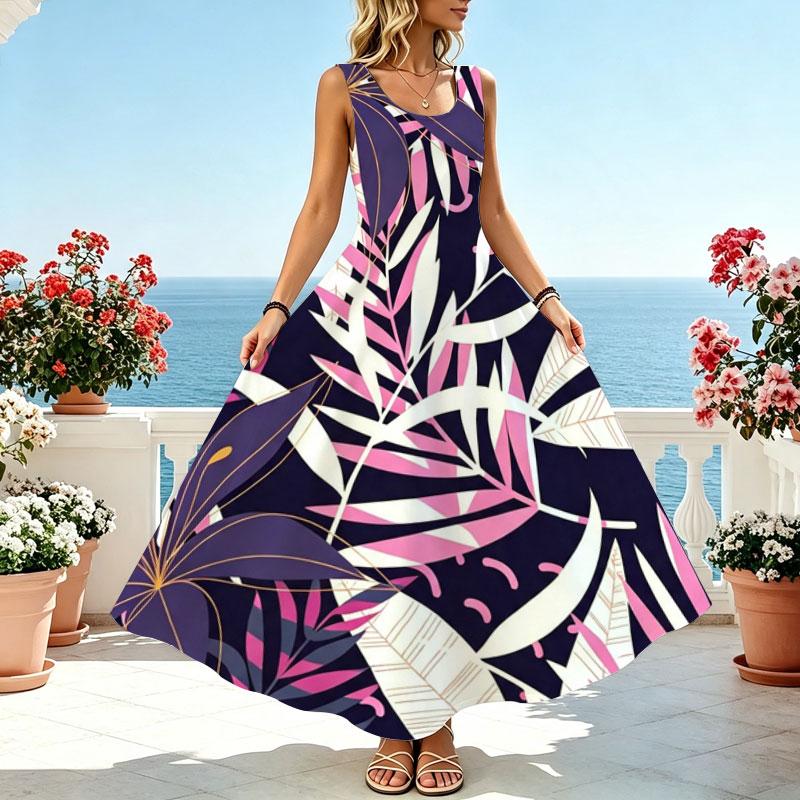 Sleeveless Flowy Maxi Tank Dress Loose Fit Lightweight Casual Wear for Beach Vacation,Picnic,Versatile Summer Outfit