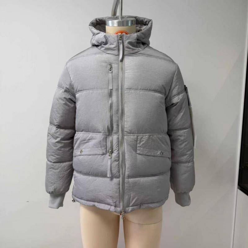 Winter Hooded Thick Padded Loose Solid Color Badge Casual Warm Puffer Coat Men Women Daily Commute