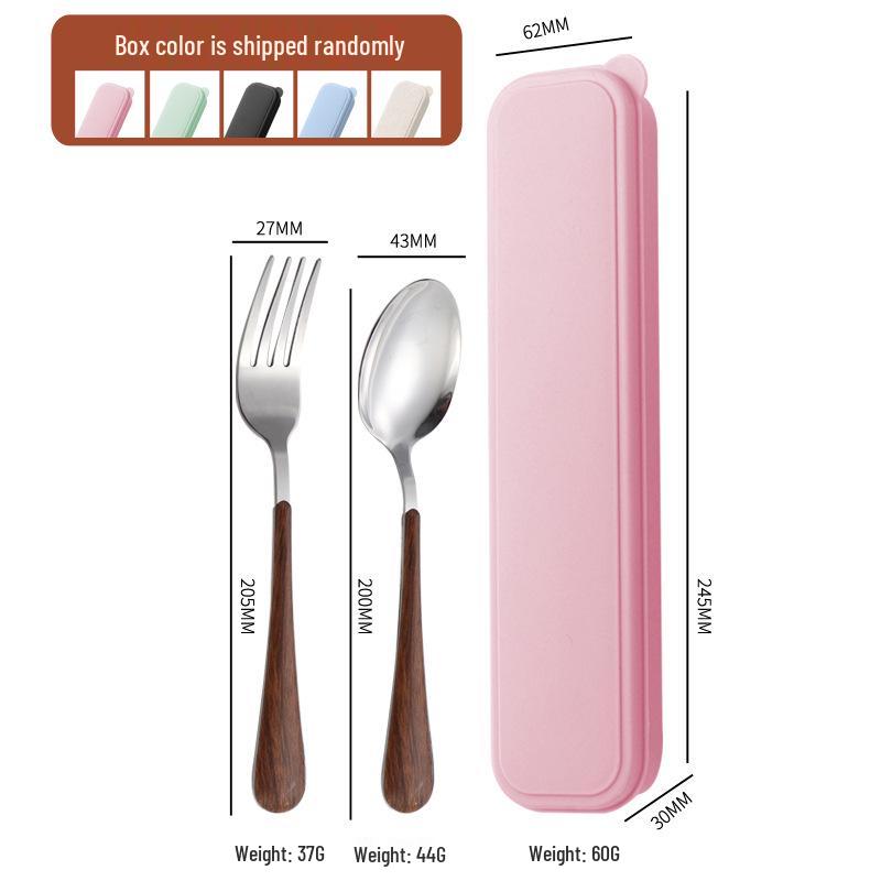 Portable 1010 Portuguese Stainless Steel Cutlery Set with Wooden Chopsticks - Knife, Fork, Spoon
