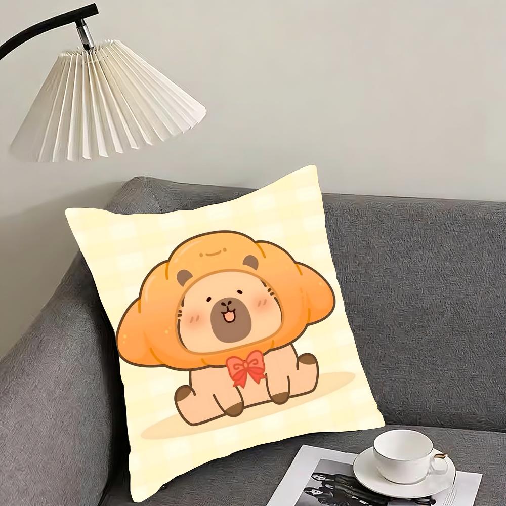 Cute Cartoon Capybara Cushion Cover Pillowcase Ultra Soft Skin Friendly Fabric Cloud Like Comfort Concealed Zipper