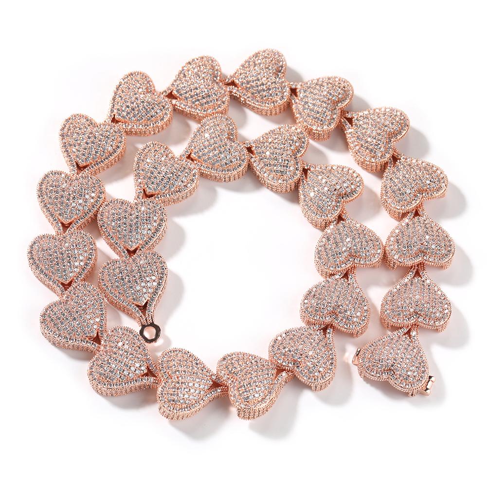 Iced Out Crossing Cz Heart Shape Necklace Fashion Jewelry Heart Tennis Choker Diamond Chain Women Man Necklace
