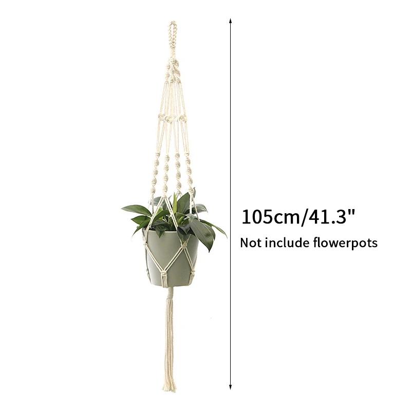 Vintage Macrame Hanging Baskets Cotton Handmade Flowerpot Net Plant Hanger Holder Basket Garden Home Planter Wall Decor