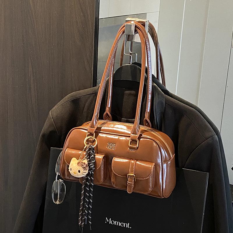 

Women s Retro Bowling Bag - 2025 Autumn/Winter Collection, High-Quality Versatile Small Square Shoulder Bag for Commute and Underarm Use Single Bag коричневый