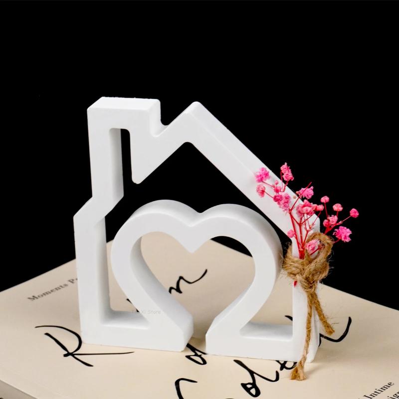 DIY Heart House Candlestick Silicone Mold Houses Ornament Making Mould Plaster Resin Candle Holder Crafts Casting Molds Home