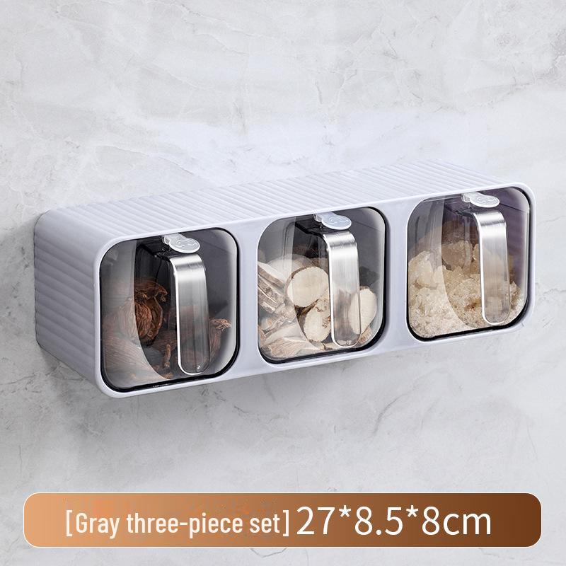 Wall-Mounted Multi-Grid Large-Capacity Sealed Spice Storage Box Set