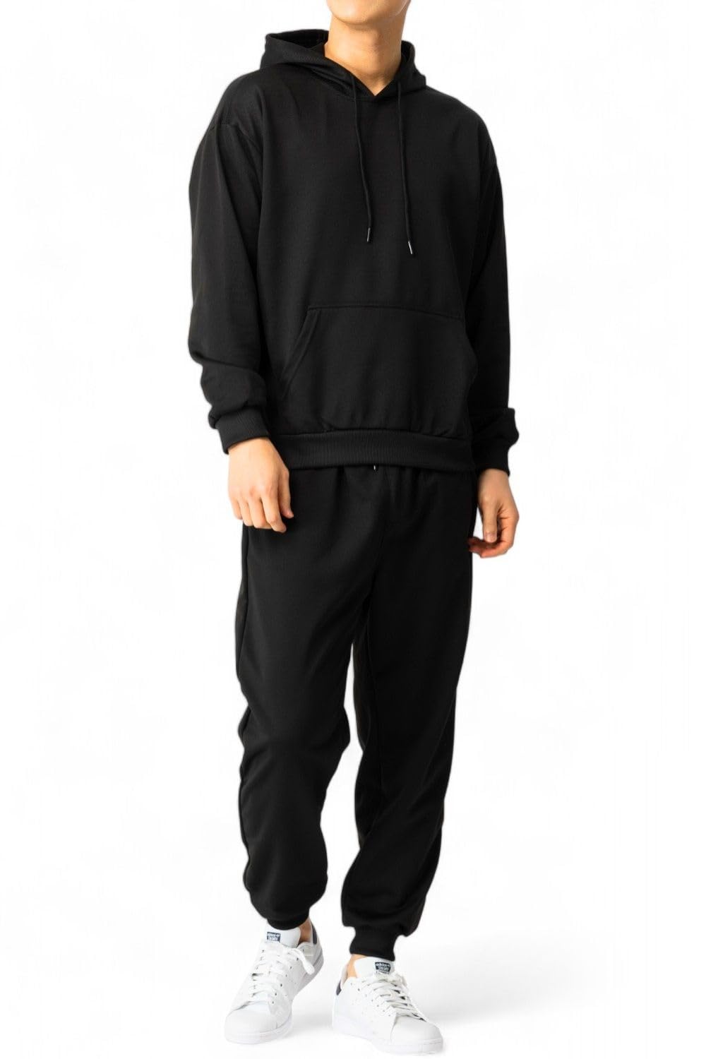 

Удобный спортивный костюм Benke с длинными рукавами, идеально подходящий для и в качестве домашней одежды, размер XL, мужской комплект, брюки, для спортзала, тренировок, бега, (Черный, Капюшон)