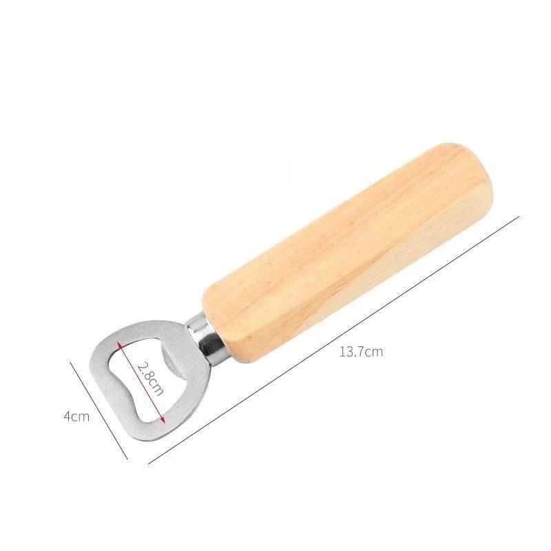 1-40PCS Wooden Handle Beer Bottle Opener Handheld Bar Tool for Home Kitchen Wine Soda Water Glass Cap Opener