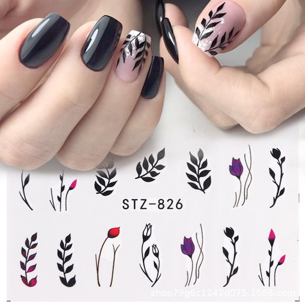 1pc 3D Nail Stickers Spring Summer Natural Flower Leaves Simulation Dried Flower Dragonfly Nail Applique Water Slides Decoration