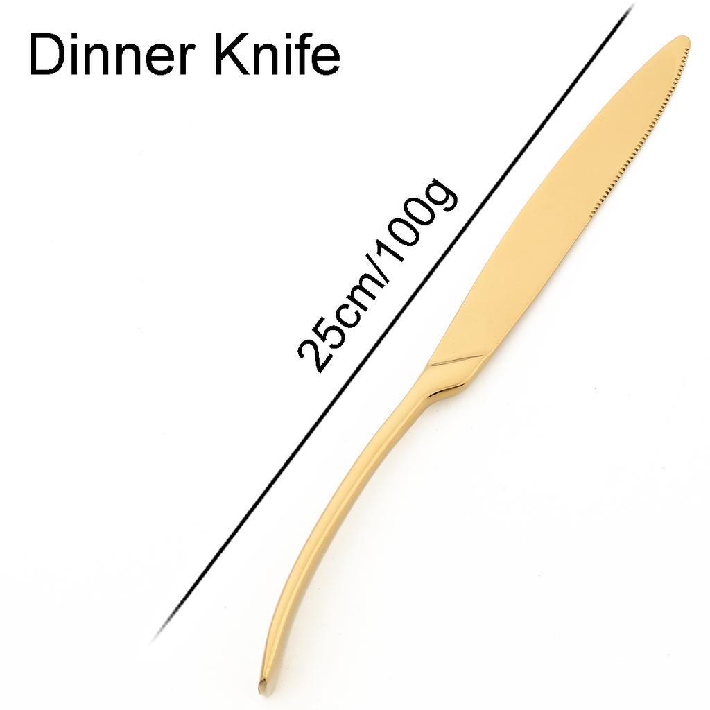 1pc 304 Stainless Steel Tableware Gold Dinnerware Steak Knife Service Fork Spoon Cutlery Salad Fork Spoon Butter Knife Flatware