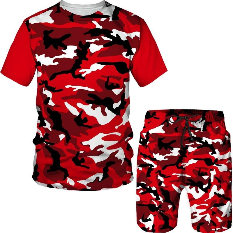 

Men s Camouflage T-shirts Shorts 2-Piece Sets 3D Camo Print Tracksuit Outfits Fashion Casual Man Women Plus Size Sportwear Suits S